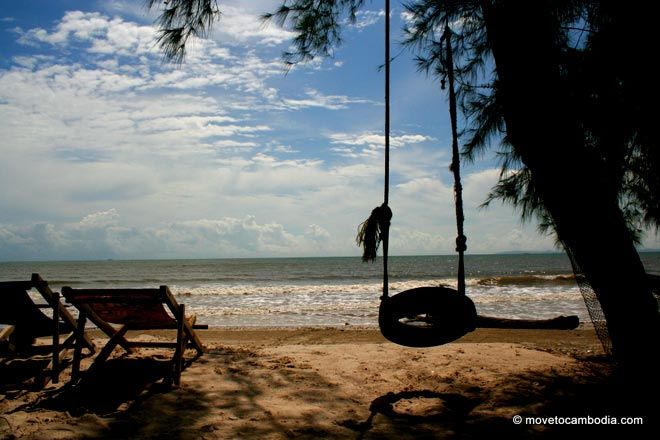 Lounging on the beach outside of Koh Kong's Crab Shack