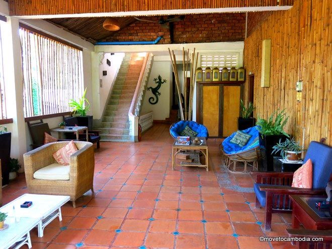 A common area at Rosy Guesthouse Siem Reap