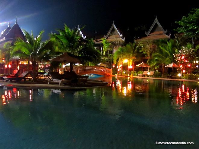 Sokhalay Angkor pool at night