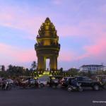 Cambodia Independence Monument at dusk