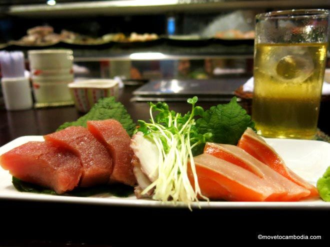 Sashimi platter at the Sushi Bar in Phnom Penh