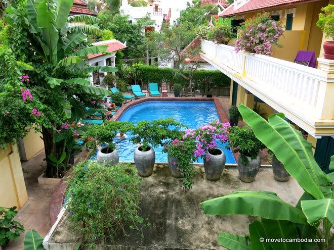 Golden Banana Siem Reap balcony view of the pool. 