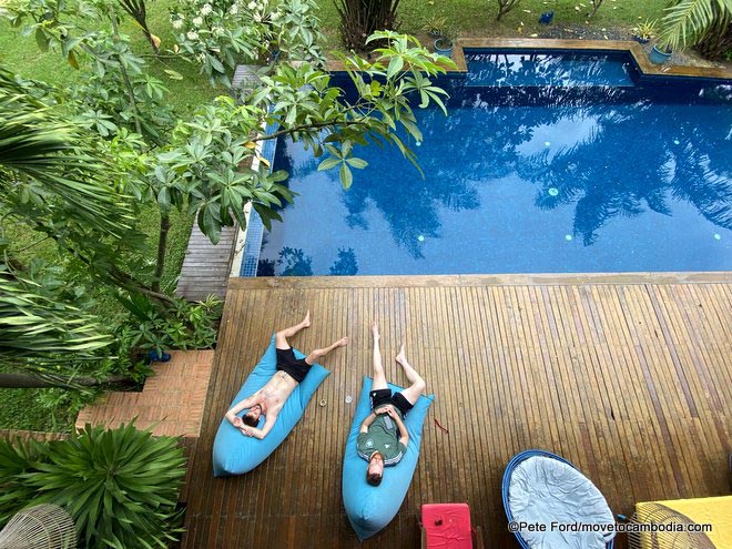 Hanging out poolside at a Kandal province villa