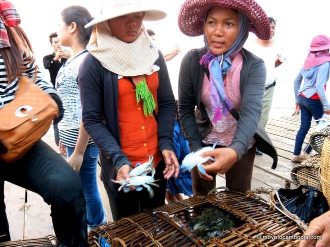 Crab sellers at Kep Crab Market