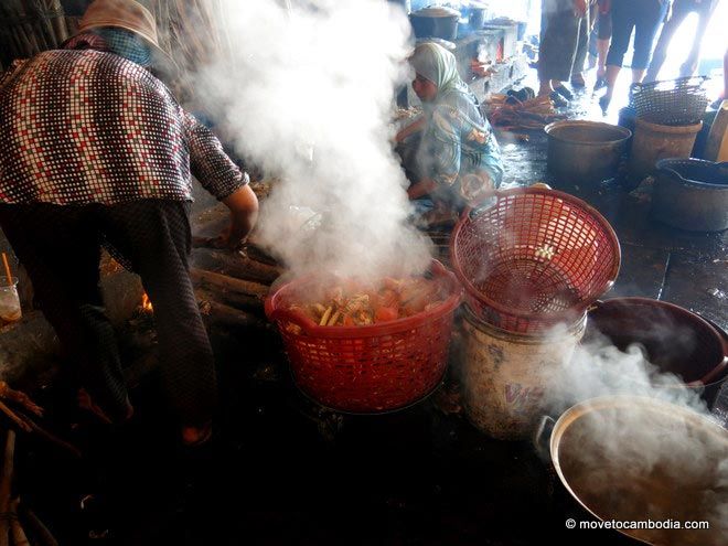 Cooking crabs at Kep Crab Market