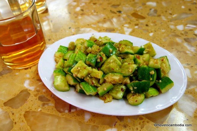 Garlicky smacked cucumbers at Man Hao Ji.