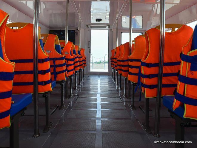 Phnom Penh water taxi boat life jackets